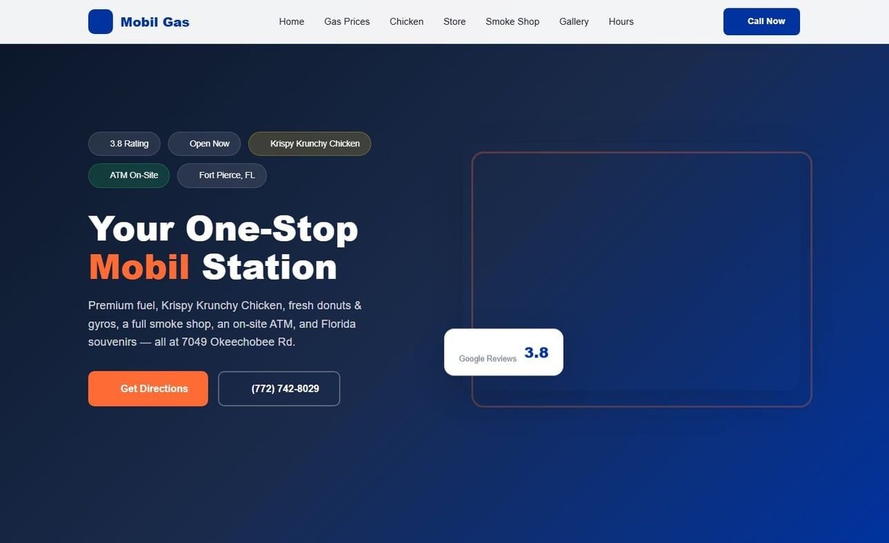 Mobil Gas Fort Pierce website preview